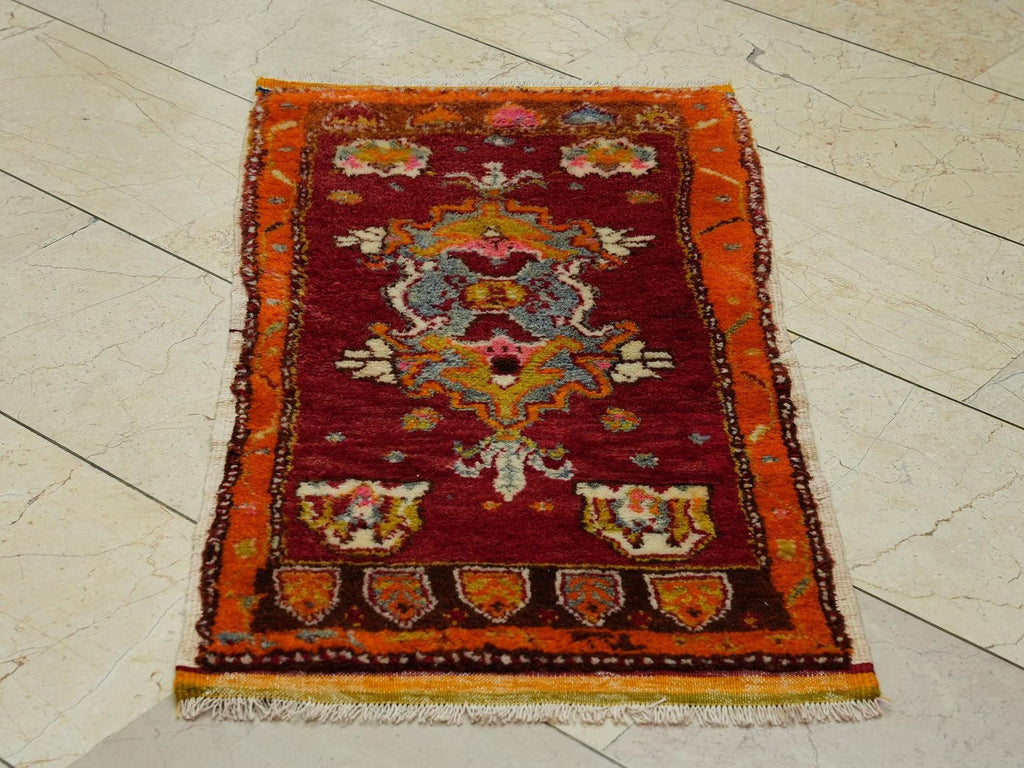 Wall Hanging Antique Baby Sheep Wool Woven Small Turkish Rug,2x4 Ft.Unusually Rugs.