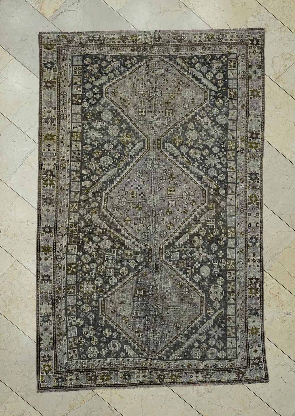 Kurdish Siraz Carpet Rug,4.5x7 Double Knot Woven Blue Pastel Purple Beige Rugs.