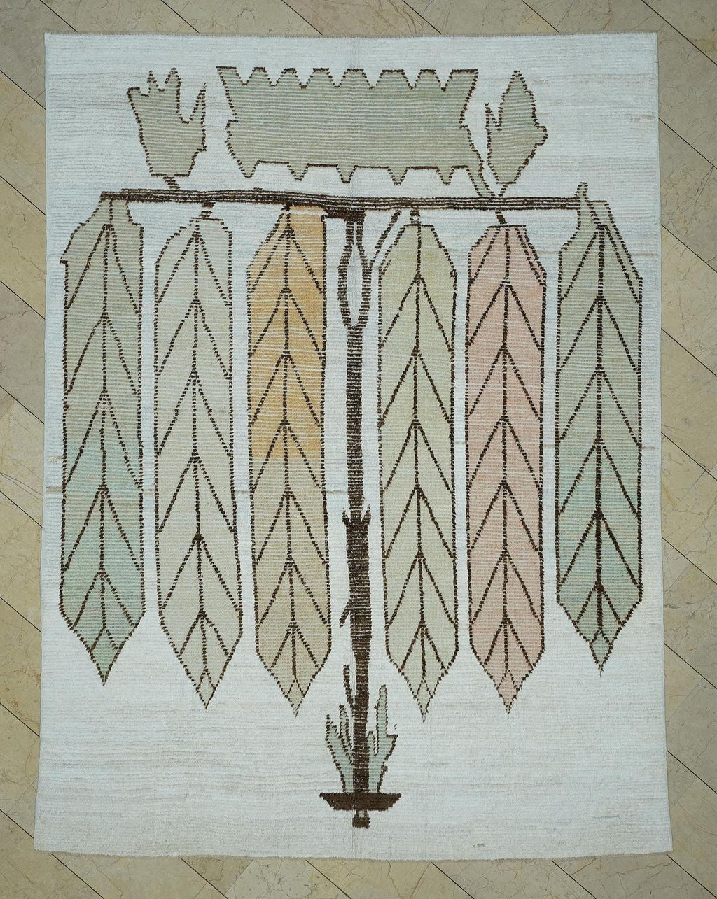 Tree of Life Design Hemp & Wool Carpet Rug: 8x10 Multi Pastel Color Rugs.