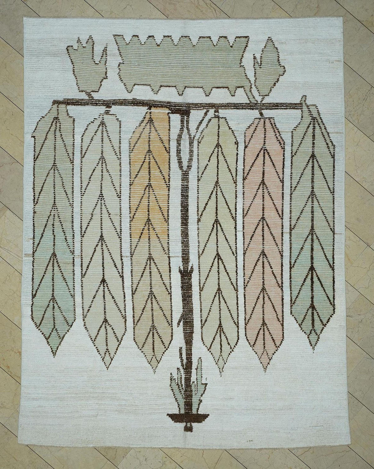 Tree of Life Design Hemp & Wool Carpet Rug: 8x10 Multi Pastel Color Rugs.