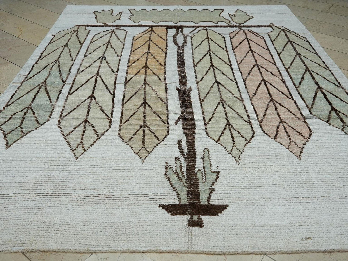 Tree of Life Design Hemp & Wool Carpet Rug: 8x10 Multi Pastel Color Rugs.