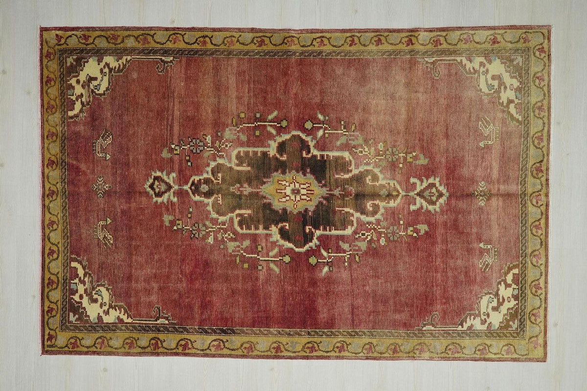 6x9 Antique Turkish Wool Carpet Rug: Large Tribal Dowry Rugs.