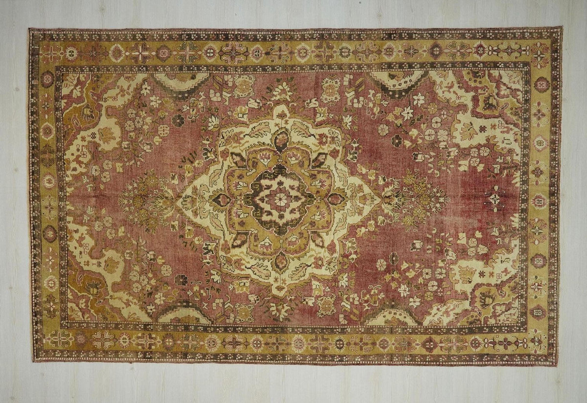 Primitive Design Antique Carpet Rug,Wool Vintage Rugs, 7.1x11.1 Feet 217x340 Cm,