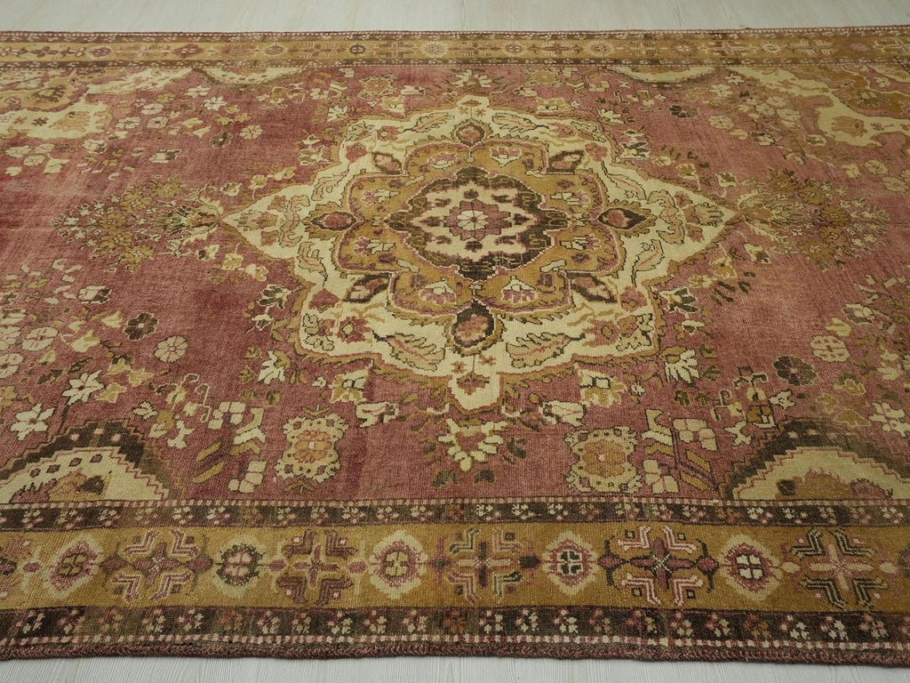 Primitive Design Antique Carpet Rug,Wool Vintage Rugs, 7.1x11.1 Feet 217x340 Cm,