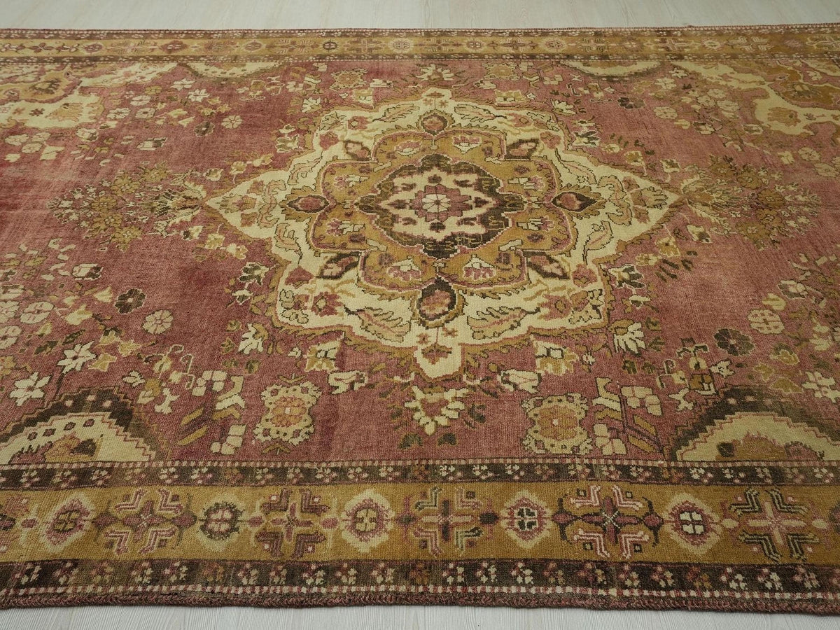 Primitive Design Antique Carpet Rug,Wool Vintage Rugs, 7.1x11.1 Feet 217x340 Cm,