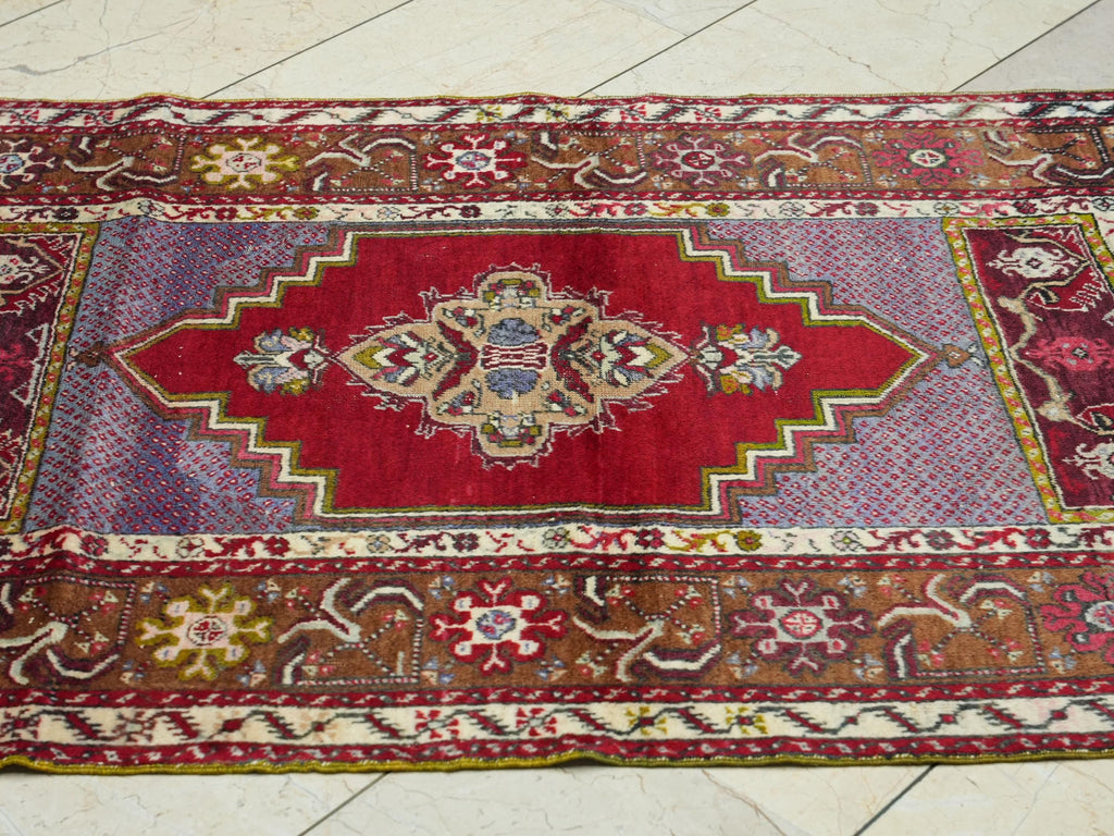 1940s Antique Cappadocia Handmade Carpet Rug: Old Turkish Wool Rugs.