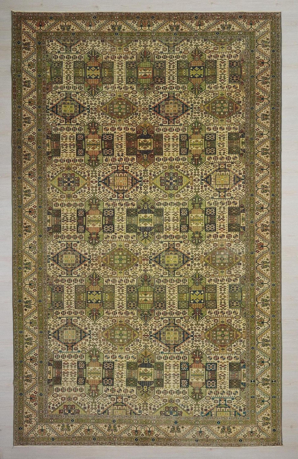 Oversized Vintage Kayseri Rug: 8.3"x13.4" Feet,Turkish Wool On Cotton Carpet Rugs.