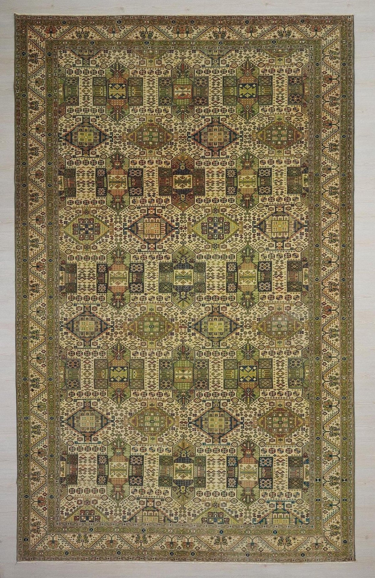 Oversized Vintage Kayseri Rug: 8.3"x13.4" Feet,Turkish Wool On Cotton Carpet Rugs.