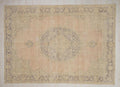Vintage Oushak Rug: 8x11 Turkish Wool Carpet, Geometric Design Rugs.