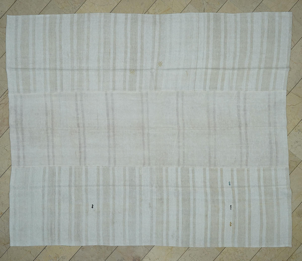 9x10 Square Oversized Eco-friendly Hemp Kilim Rug: Scandinavian Style Flat Woven Turkish Rugs.