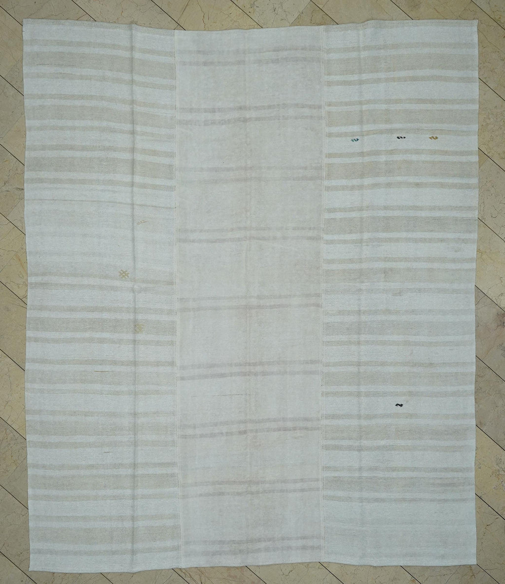 9x10 Square Oversized Eco-friendly Hemp Kilim Rug: Scandinavian Style Flat Woven Turkish Rugs.