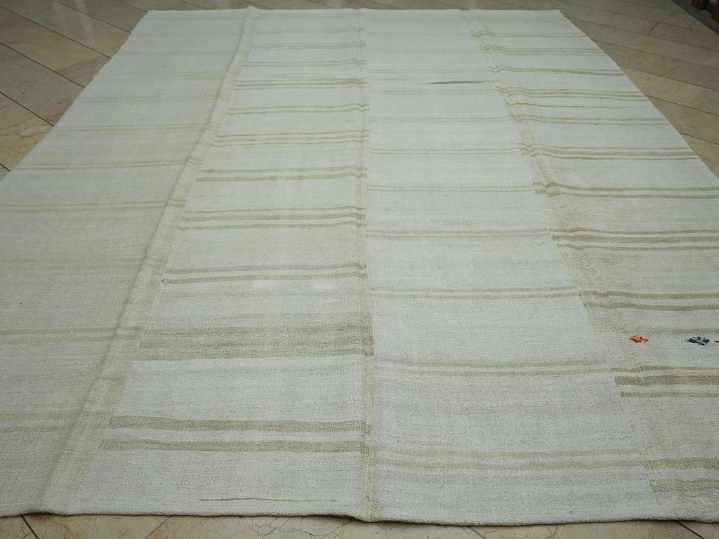 10x12 Oversize Striped Turkish Organic Hemp Rug: Home Living Decor Neutral Kilim Rugs