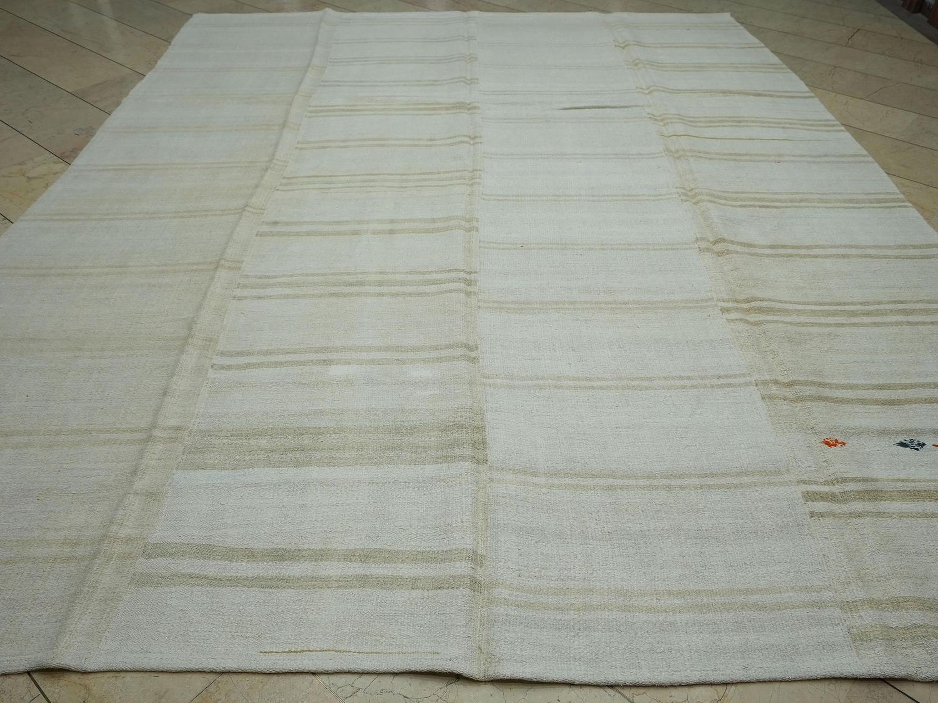 10x12 Oversize Striped Turkish Organic Hemp Rug: Home Living Decor Neutral Kilim Rugs