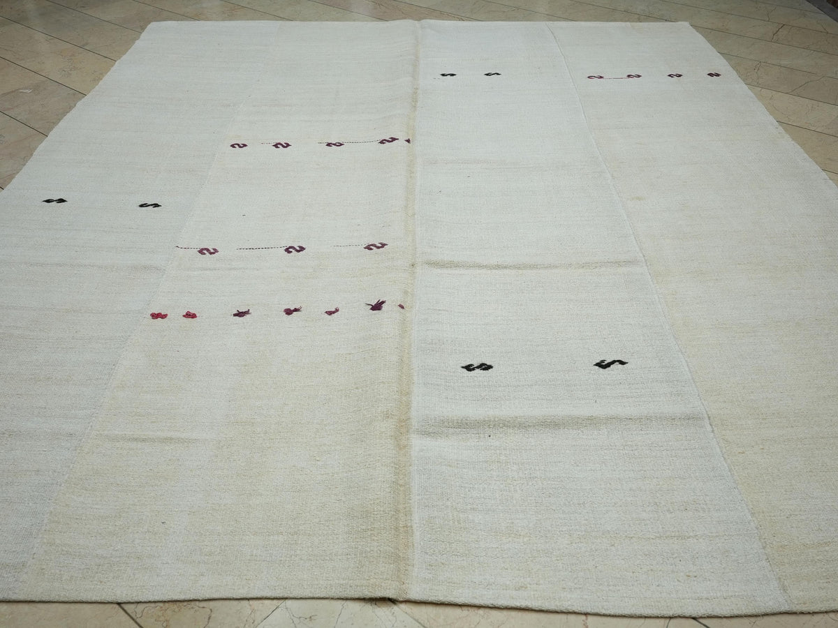 9x11 Scandinavian Style: Home Living Floor Decor Oversize Neutral Hemp Kilim Rug.