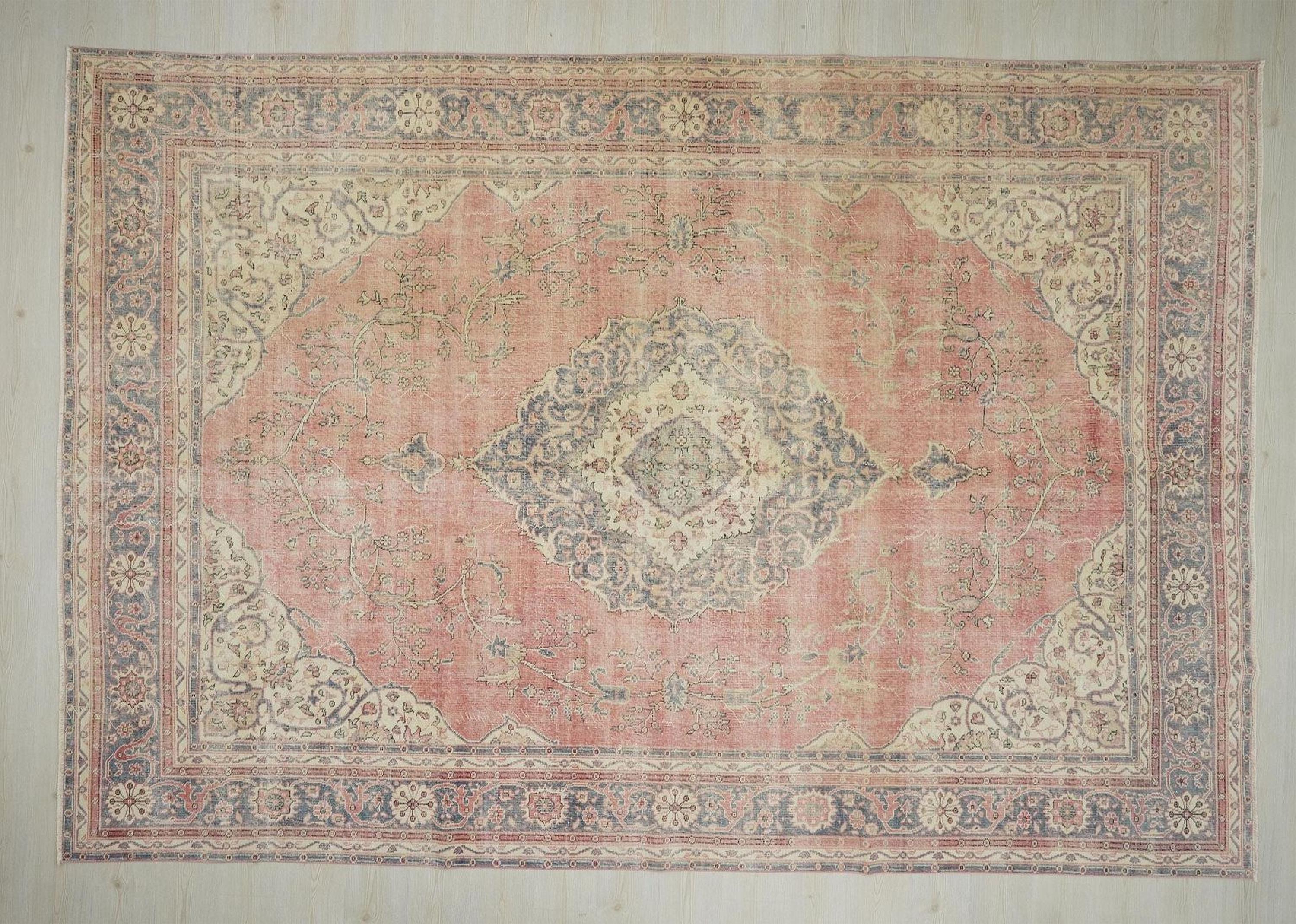 Oversize Handwoven Vintage Oushak Rug: Turkish Wool on Cotton Carpet, 8.5x12 Home Living Rugs.