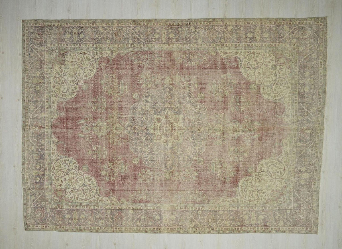 Oversize Handwoven Vintage Oushak Rug: 8x11 Turkish Wool On Cotton Carpet,Home Living Rugs.