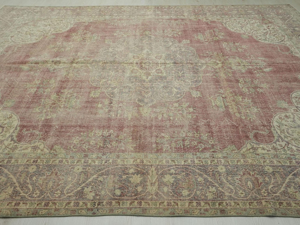Oversize Handwoven Vintage Oushak Rug: 8x11 Turkish Wool On Cotton Carpet,Home Living Rugs.