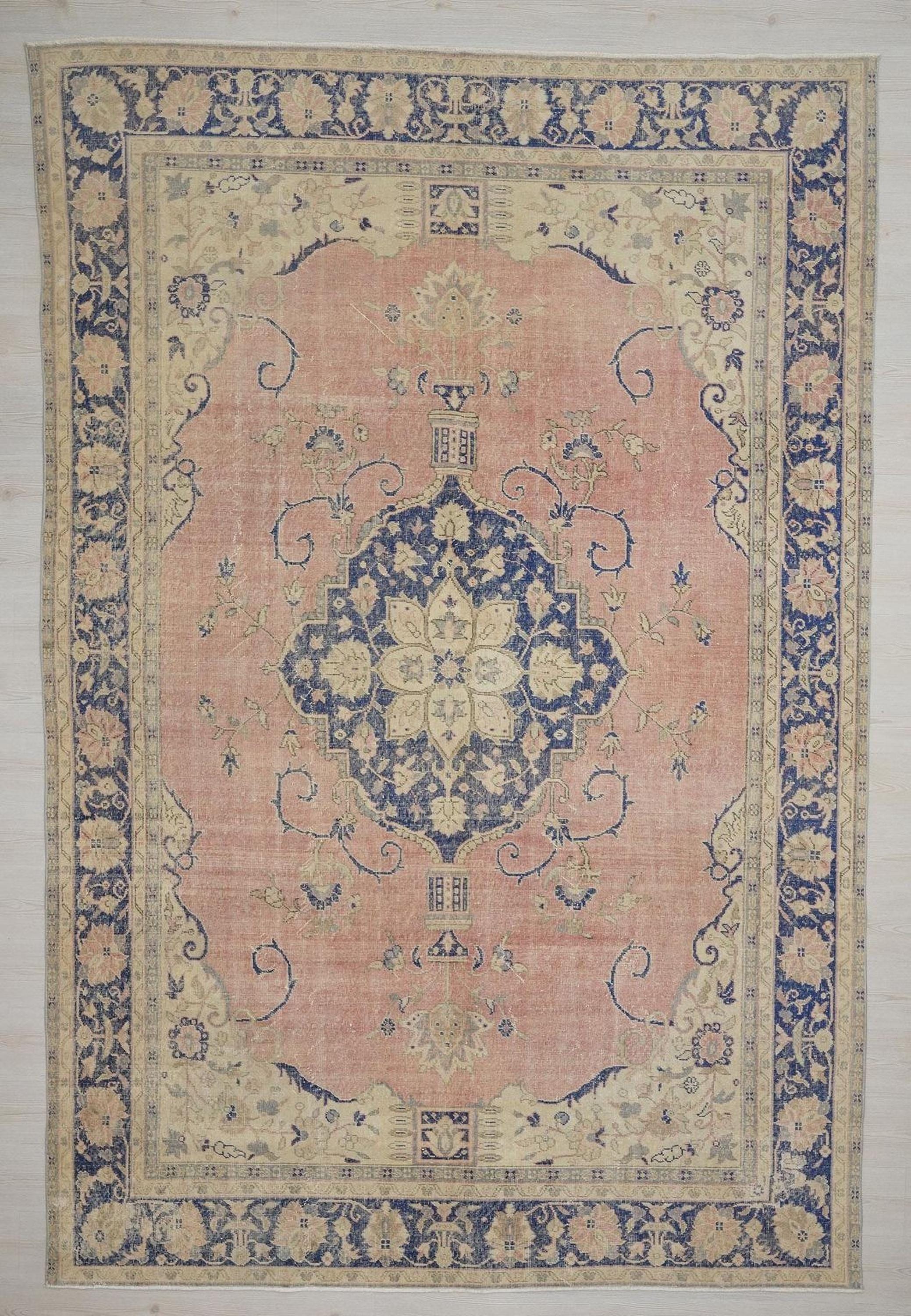 Oversize Vintage Oushak Rug: 8x12 Mid-Century Modern Wool Carpet,Bohemian Style Rugs.