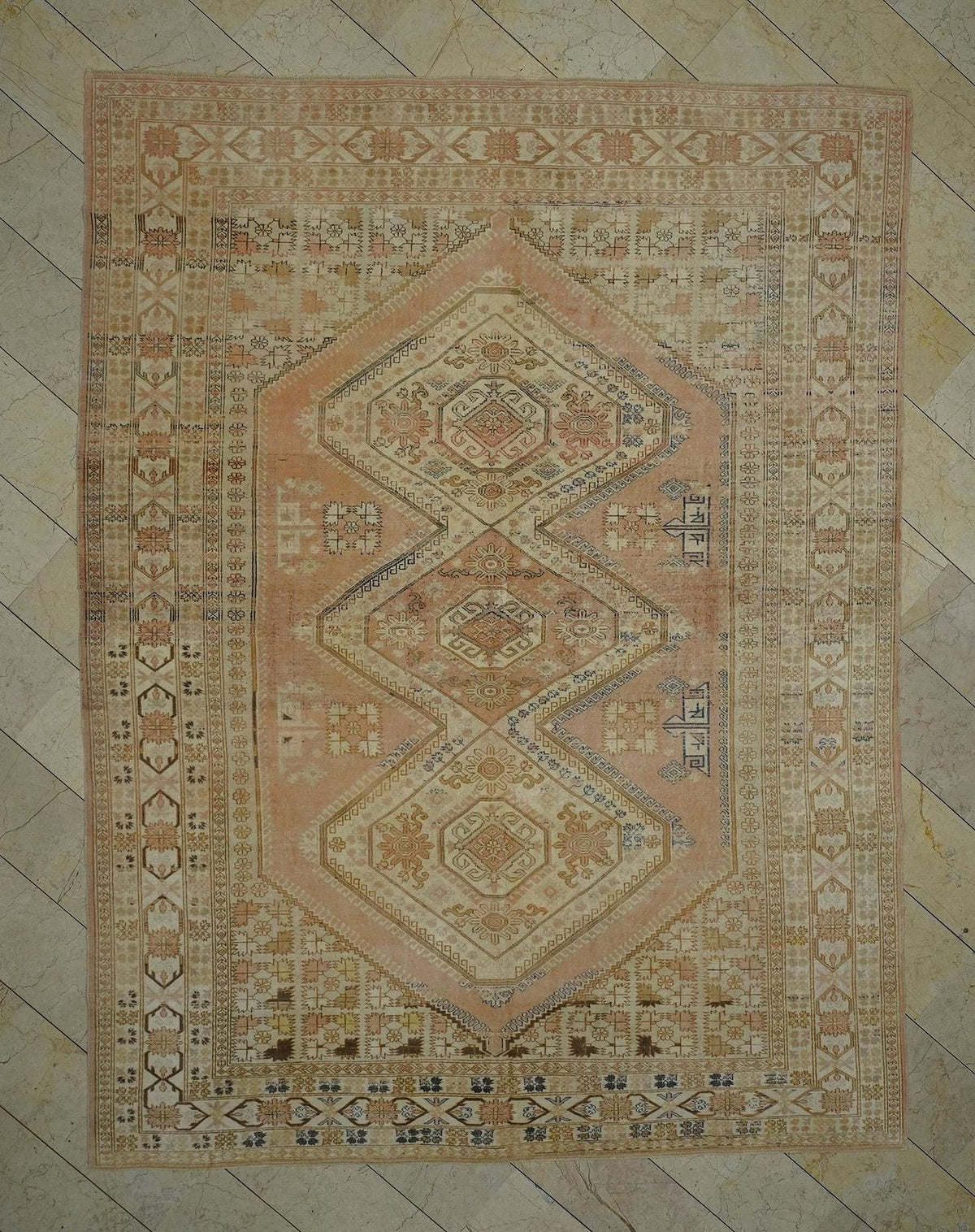 Oversized Wool Oushak Rug: 8.7"x11.5" Mid-Century Modern Turkish Rugs