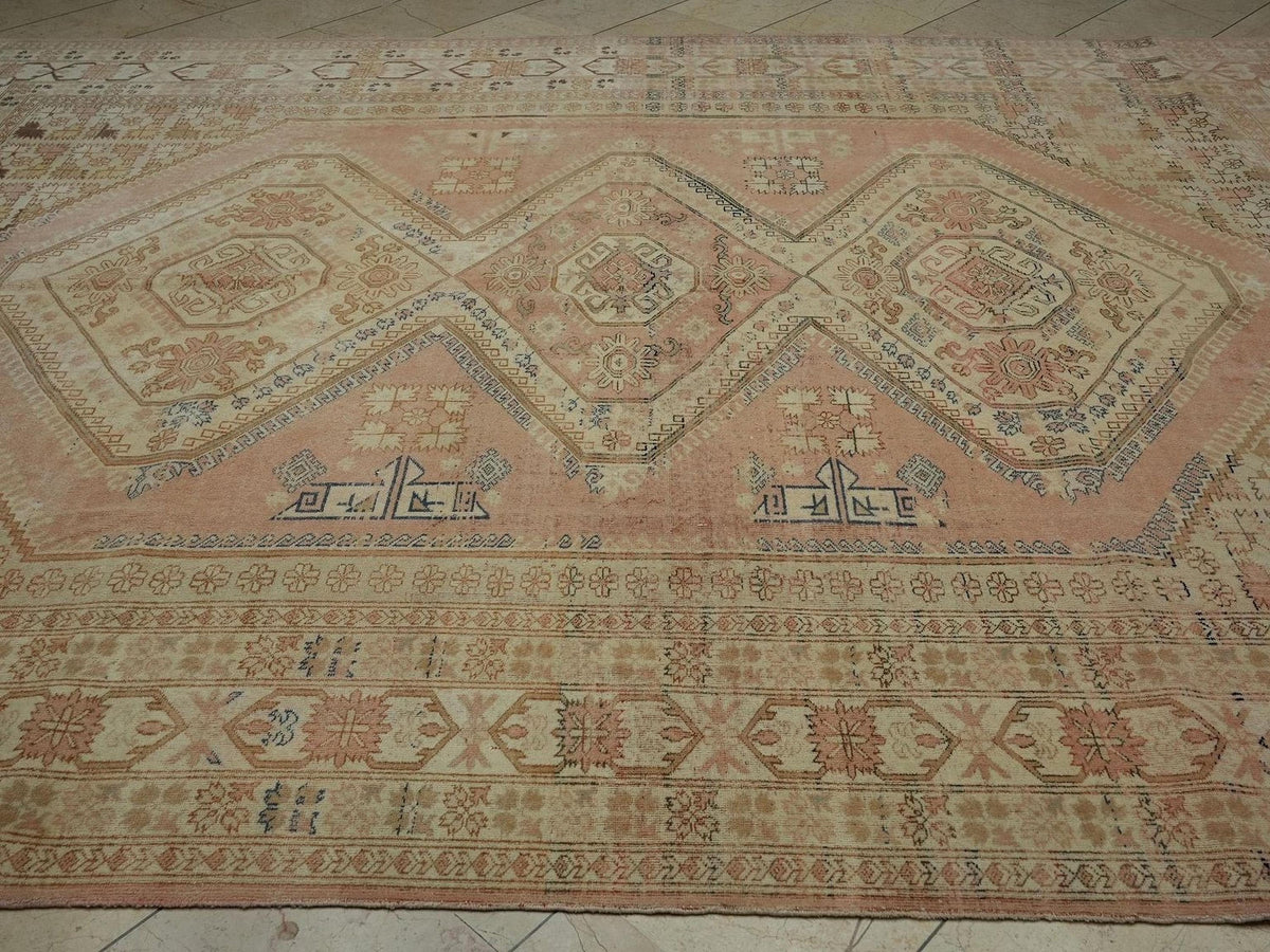 Oversized Wool Oushak Rug: 8.7"x11.5" Mid-Century Modern Turkish Rugs