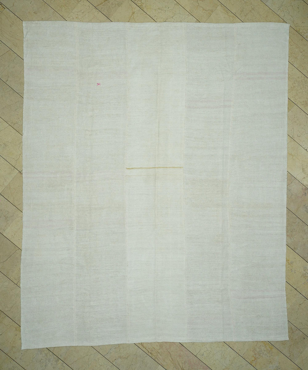 9x11 Flat Weave Hemp Rug: Solid Off White, Minimalist Decor Turkish Oversize Rugs.