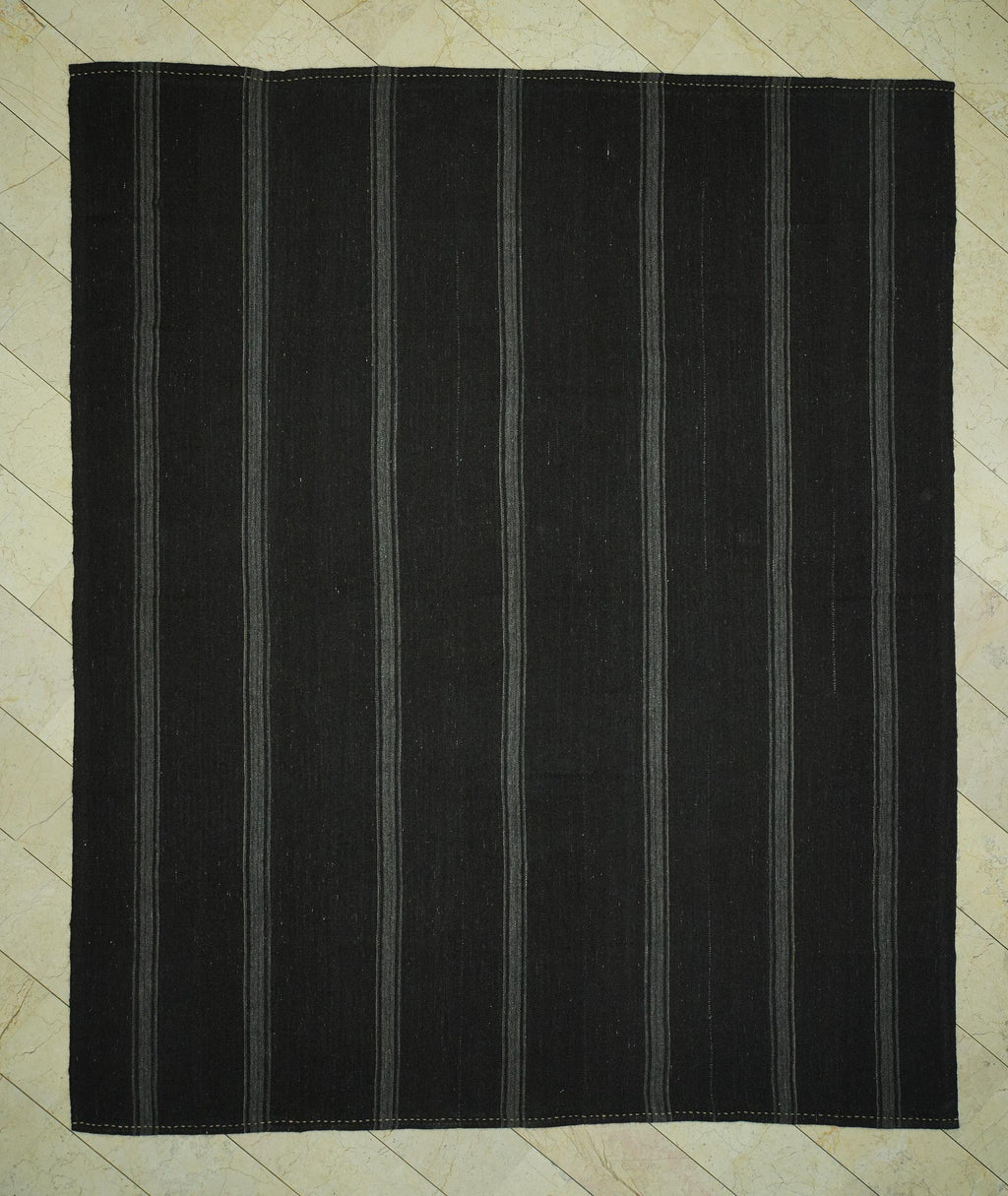 Oversize Dark Brown And Gray Goat Hair Rug: 9.8x11.7 Feet, Turkish Nomadic Tent Rugs.