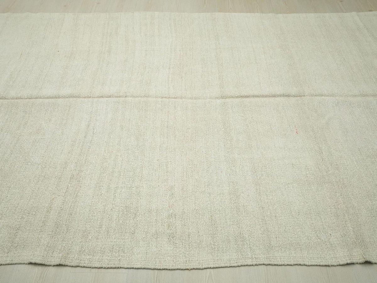 Vintage Hemp Kilim Rug: Scandinavian Style, Cream White Rugs 5.10"x10.4" Ft.