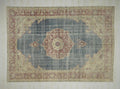 8x11 Oversize Old Turkish Oushak Rug: Modern Vintage Navy Blue Carpet - Home Living Rugs.