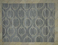 Mid-Century Modern Hemp Kilim Rug: Gray Geometric Flat Woven Rugs 8.2x11.2 ft
