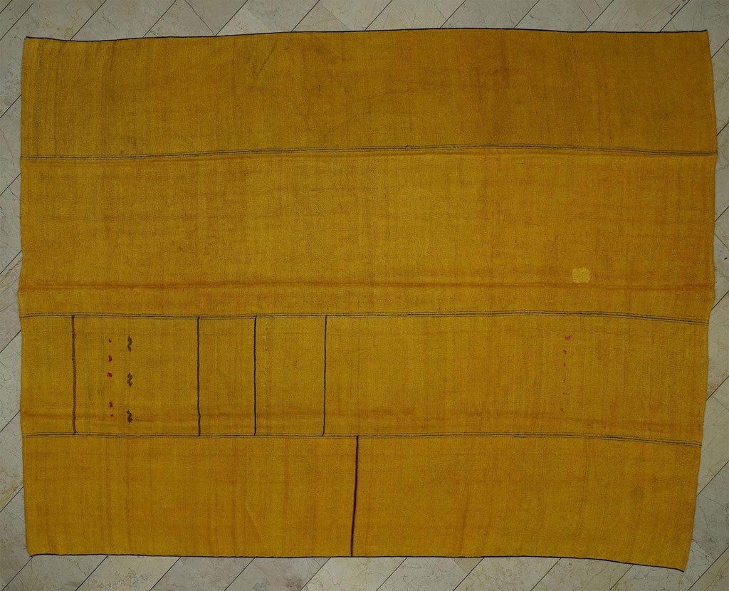 Overdye Saffron Hemp Kilim Rug: Turkish Flat Weave, Minimalist Decor Rugs,10x13 Ft
