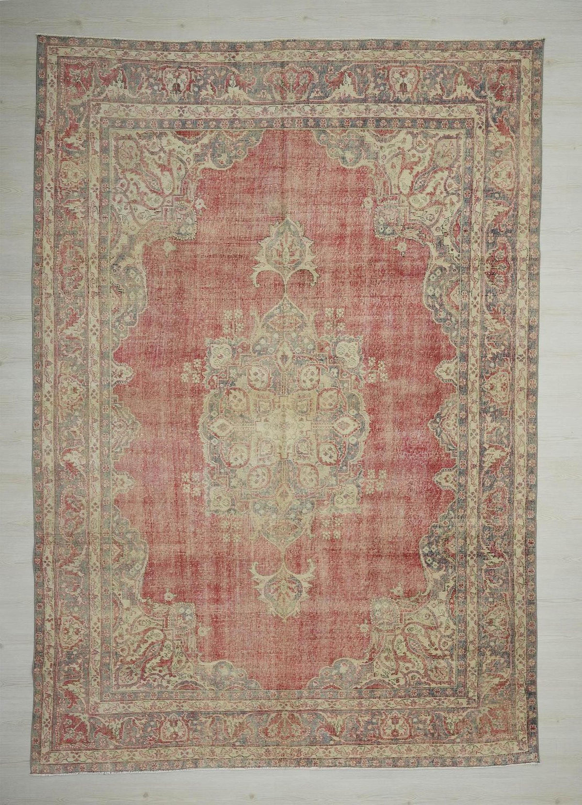 Geometric Oversize Vintage Turkish Oushak Rug: 8x11.4 Feet,Handwoven Wool On Cotton Floral Rugs.