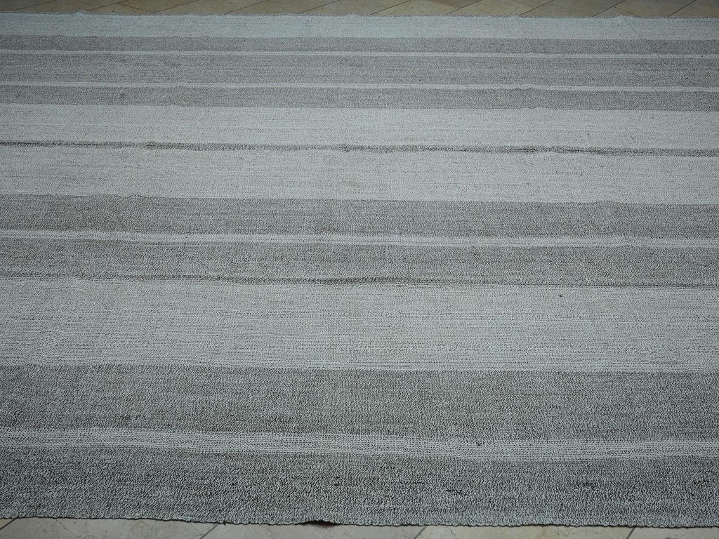 Oversized Turkish Kilim Rug: Flat Weave Gray Rugs (10.2 x 13.9 Ft)