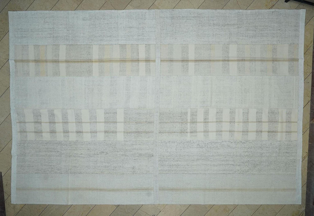 Oversize Striped Cotton Rug: Minimalist Living Room Decor 11x17 Feet