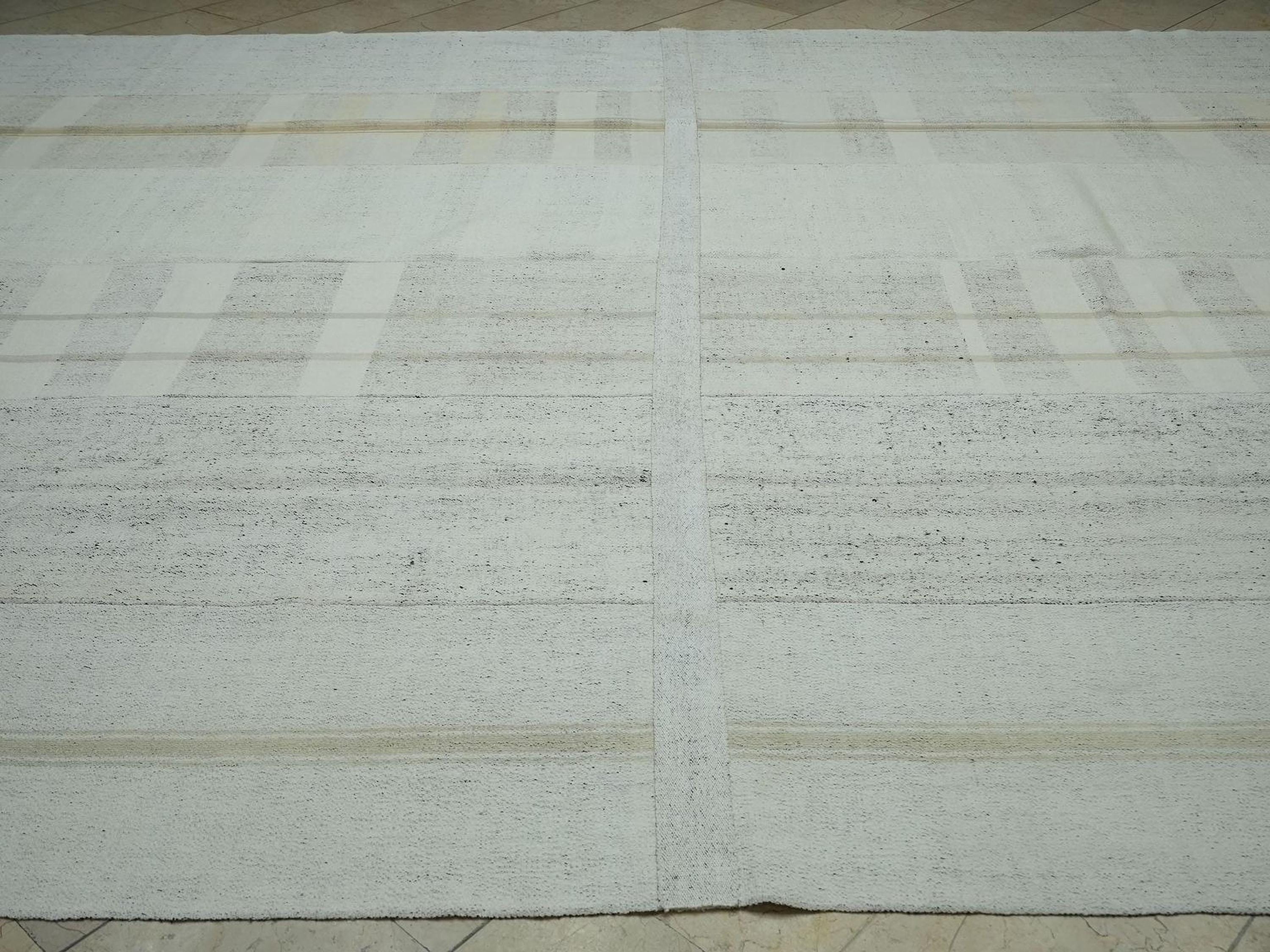 Oversize Striped Cotton Rug: Minimalist Living Room Decor 11x17 Feet