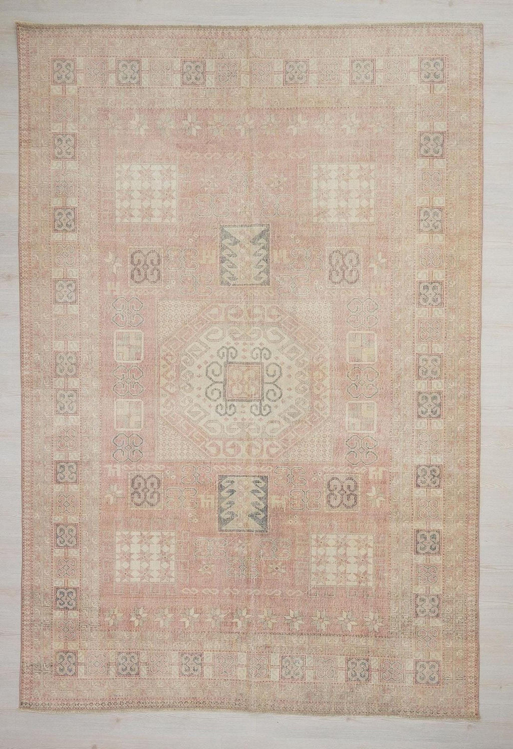 Handmade Turkish Oushak Rug: 8x11 Salmon Pink Wool Carpet