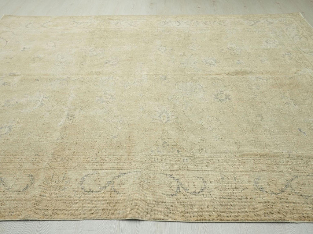 8x11 Oversized Oushak Rug: Faded Turkish Wool Carpet, Mid-Century Modern