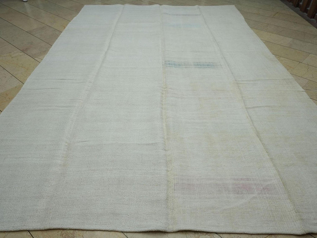 Large Hemp Kilim Rug: Organic Turkish Flat Weave (8,4"x12,6" Feet)