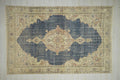 8x12 Oversize Vintage Turkish Oushak Rug: Navy-Blue Handwoven Wool On Cotton Rugs.