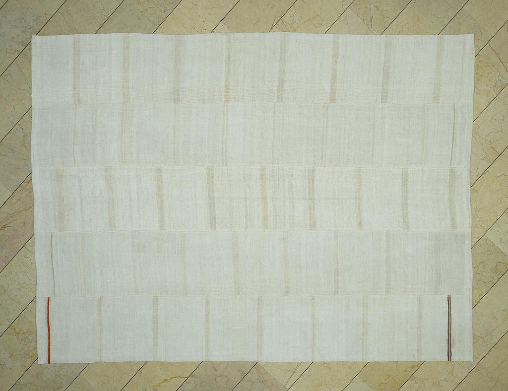 Vintage Striped Hemp Kilim Rug: Turkish Flat Weave Rugs, 8x10,3" Feet.