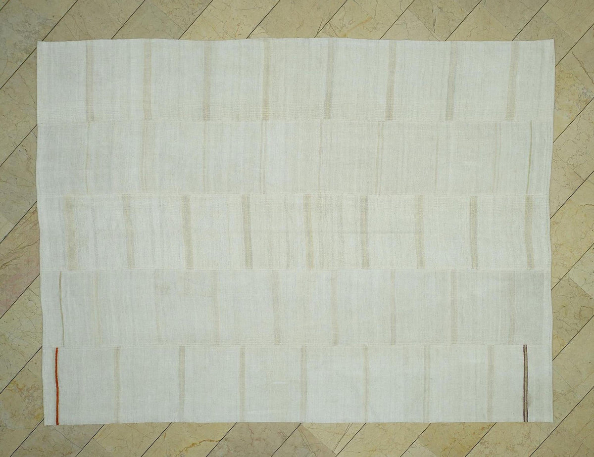 Vintage Striped Hemp Kilim Rug: Turkish Flat Weave Rugs, 8x10,3" Feet.