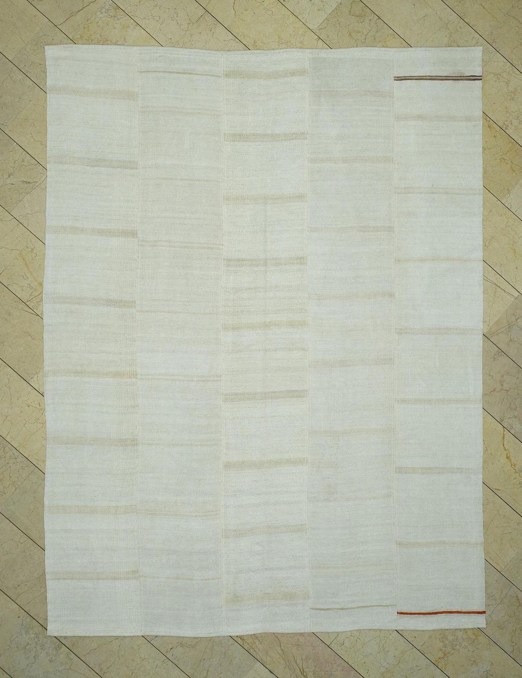 Vintage Striped Hemp Kilim Rug: Turkish Flat Weave Rugs, 8x10,3" Feet.