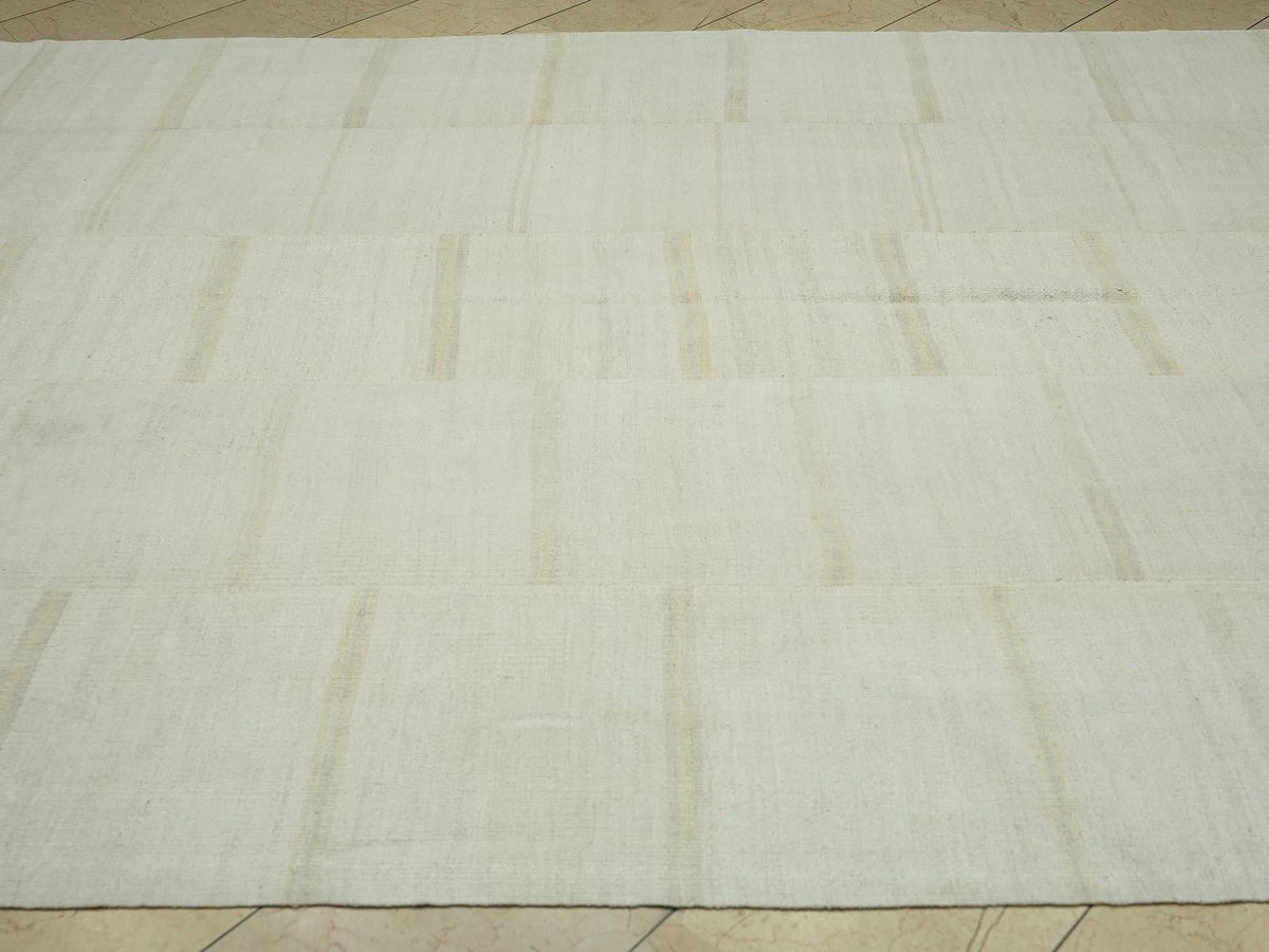 Vintage Striped Hemp Kilim Rug: Turkish Flat Weave Rugs, 8x10,3" Feet.