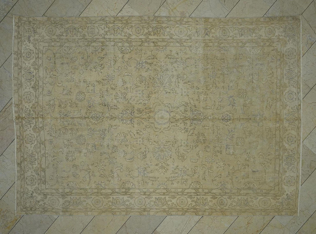 Handmade Vintage Oushak Rug: Large Turkish Wool Rugs (7,2"x10,4" Feet)