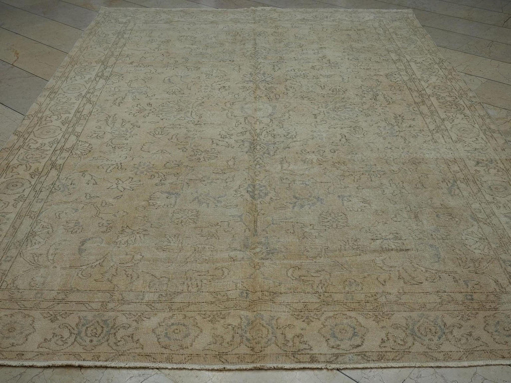 Handmade Vintage Oushak Rug: Large Turkish Wool Rugs (7,2"x10,4" Feet)