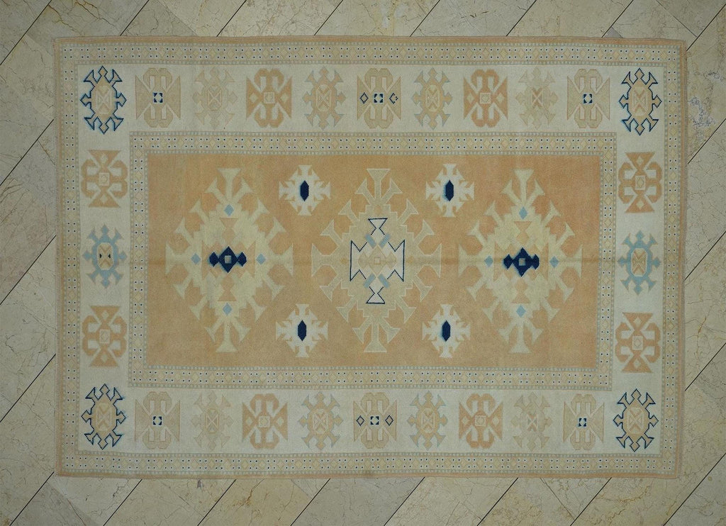 Terracotta Oushak Rug: 6x8 Handmade Turkish Wool Carpet