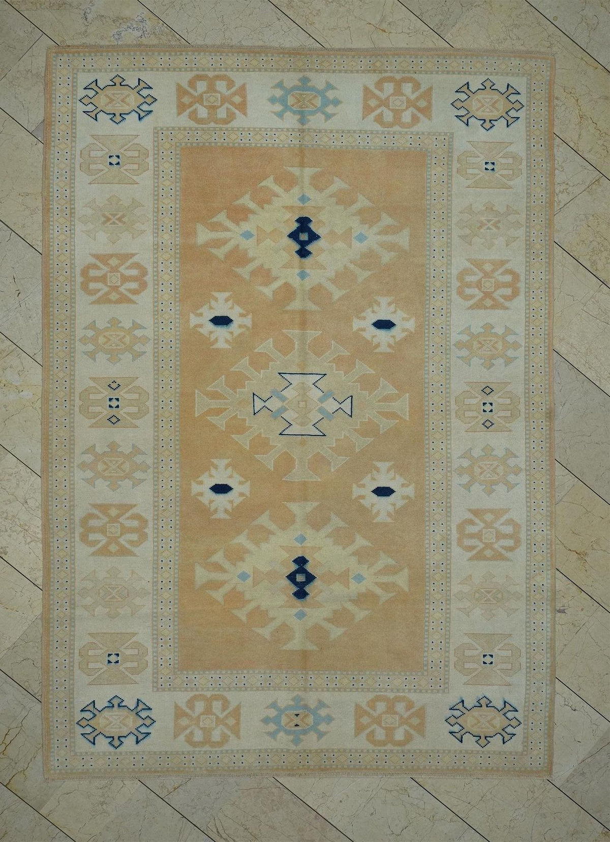 Terracotta Oushak Rug: 6x8 Handmade Turkish Wool Carpet