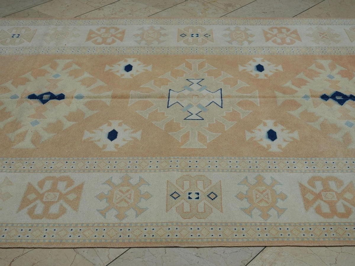 Terracotta Oushak Rug: 6x8 Handmade Turkish Wool Carpet