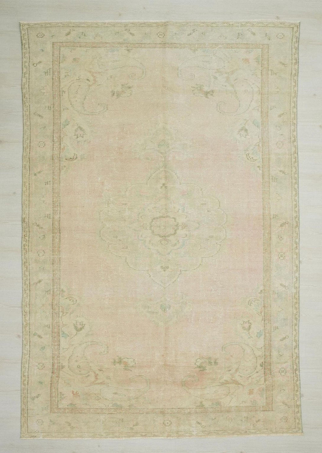 Vintage Oushak Rug: 6.3"x9.7' Turkish Wool Carpet, Bohemian Style Rugs