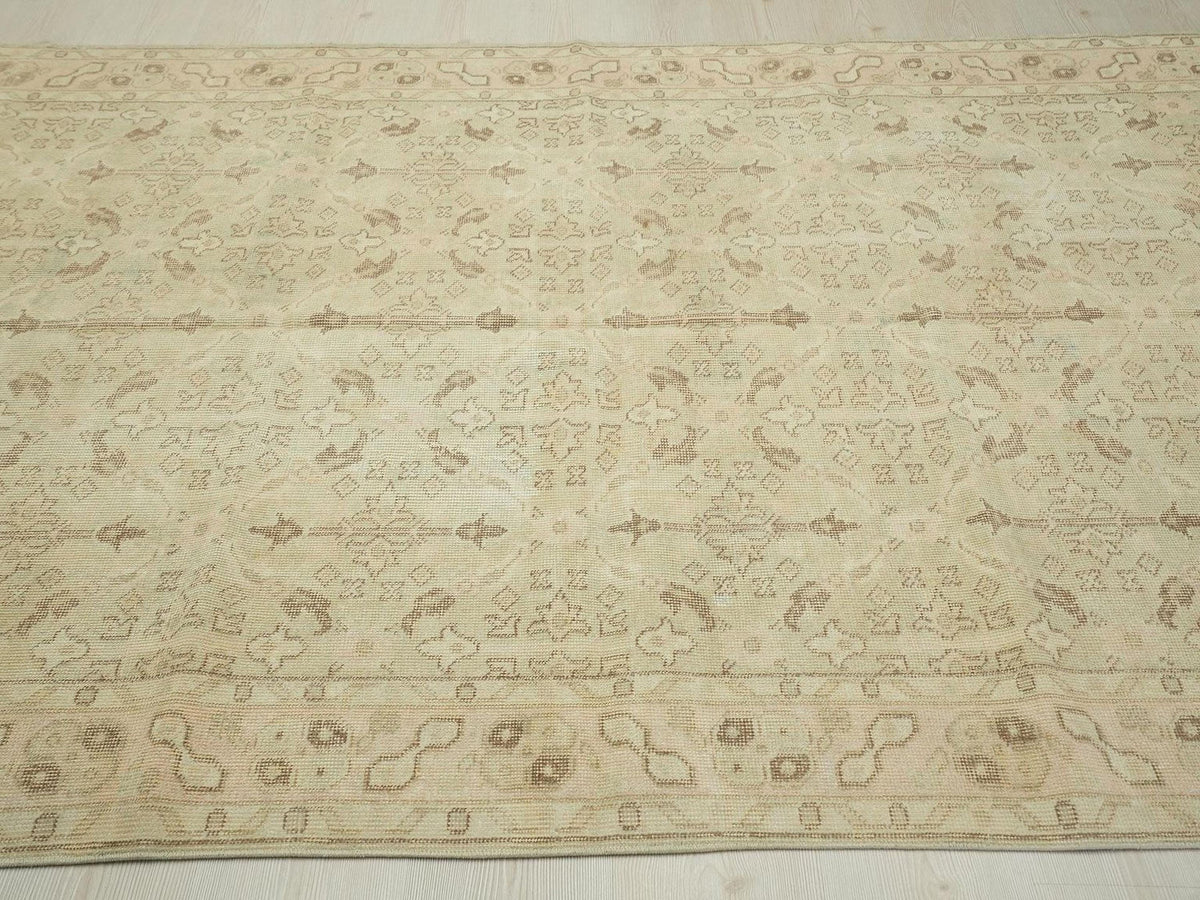 Vintage Oushak Rug: 5.4"x9.2' Feet,Turkish Wool Carpet Rugs.