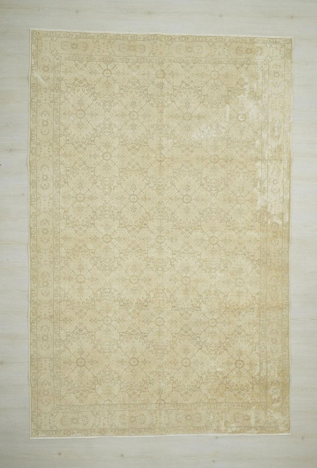Handmade Oushak Rug: Tan & Brown Wool Vintage Carpet Rugs, 7.2"x11" Feet.